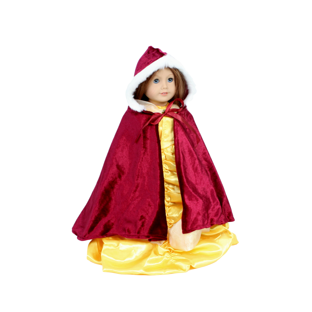 Fur Trimmed Burgundy Winter Cape