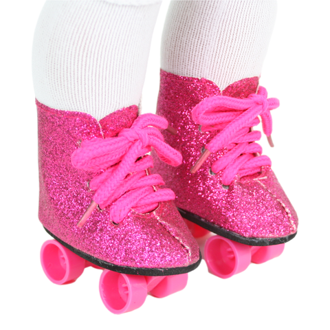 Roller Skates Hot Pink Glitter