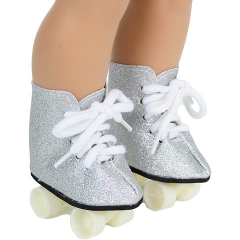 Roller Skates Silver Glitter