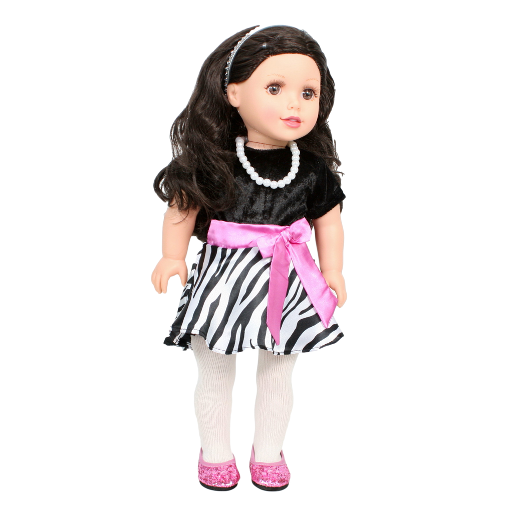 Zebra Striped Dress w/ Pearl Necklace