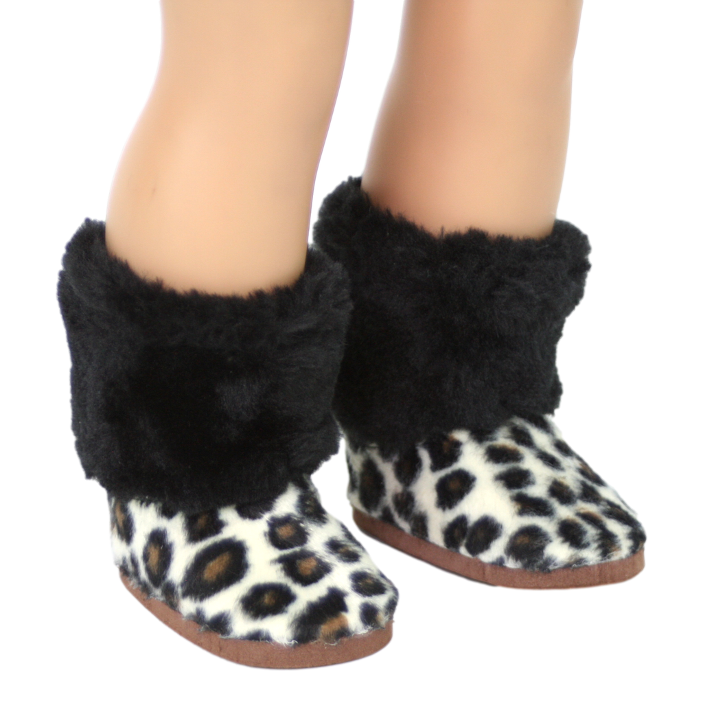 Leopard Print Boots with Fur Cuff