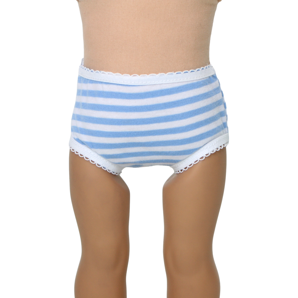 Blue and White Striped Panties w/ Lace