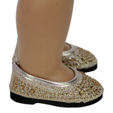 Gold Rhinestone Flats Shoes