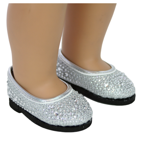 Silver Rhinestone Flats Shoes