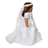 White Wedding Dress w Roses and Flower Veil