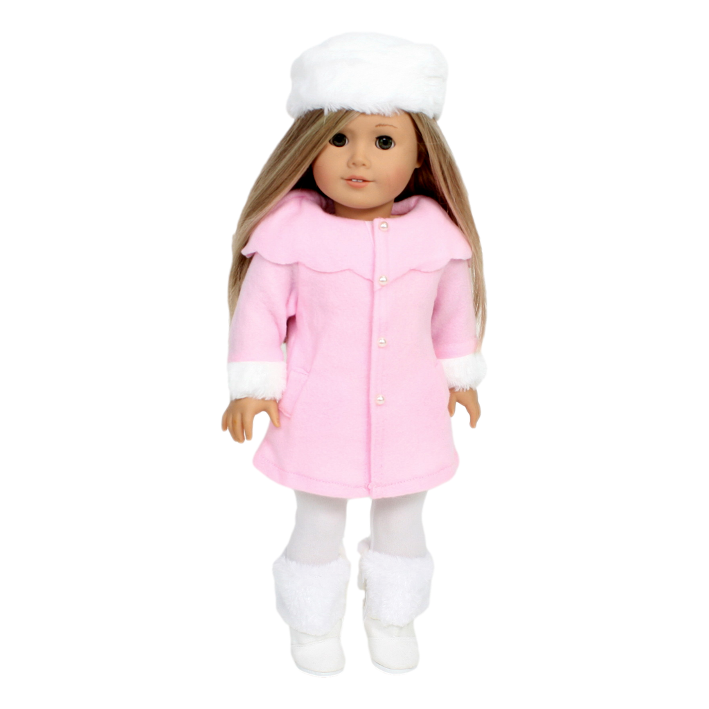 Pink Fleece Coat and Fur Hat