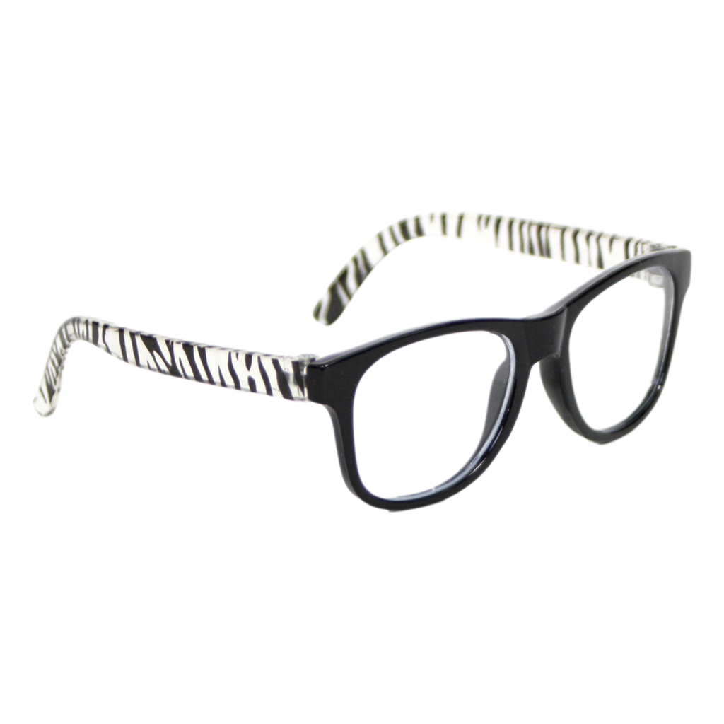 Black Frame Glasses w/ Zebra Stripes