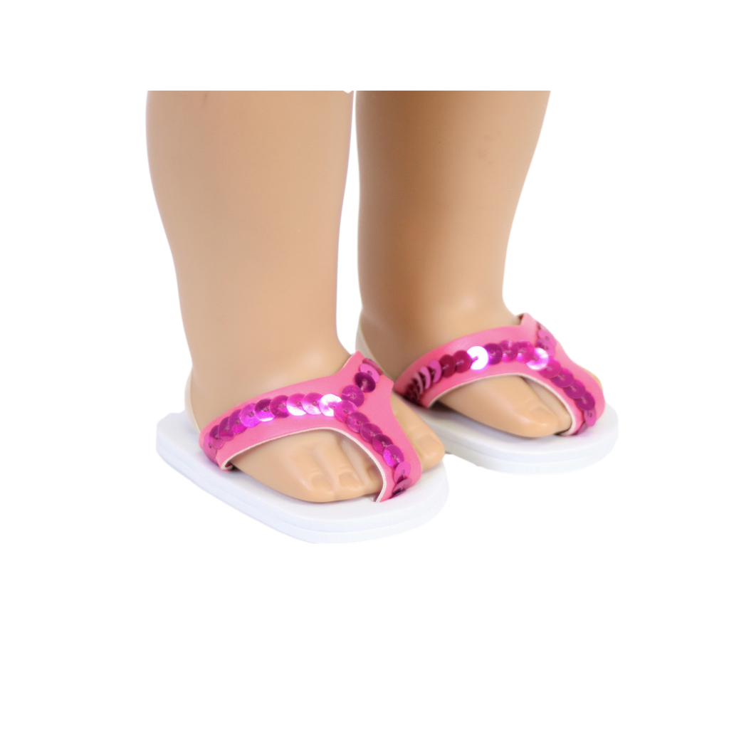 Hot Pink Sequined Flip Flops