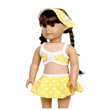 Yellow & White Polka-Dot Swimsuit with Visor