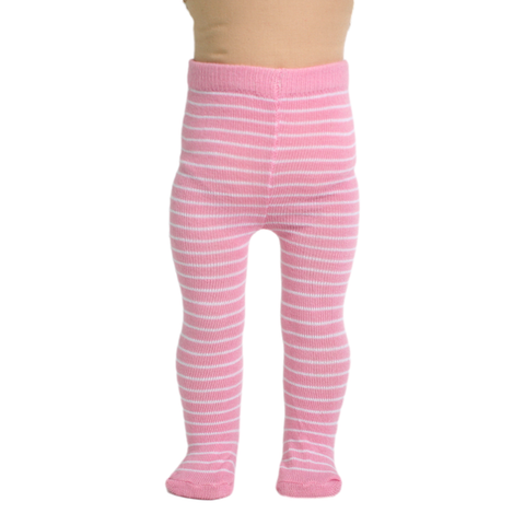Pink and White Striped Knit Tights